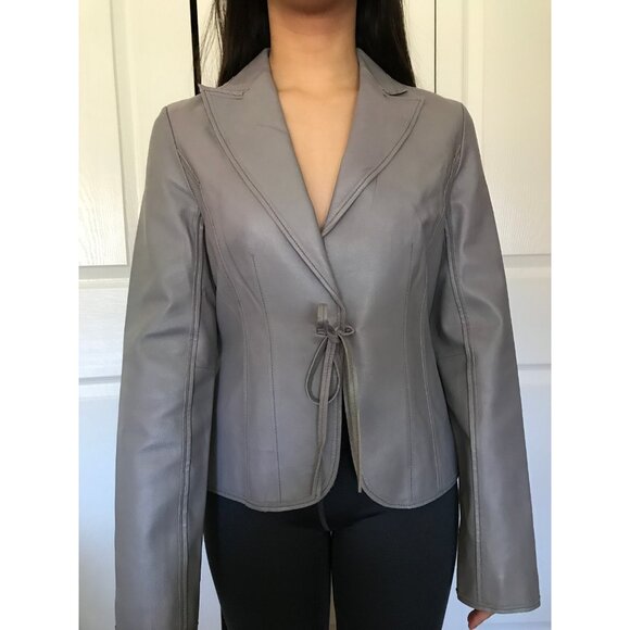ENID Very soft Leather  w/decor Light Grey  Ladies Classic Jacket  XS - Picture 1 of 11